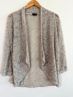Katie Todd Open-Front Light Beige Mesh Sheer Cardigan Women's Size Medium
